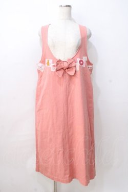 画像1: PINK HOUSE / ワッペンリボン付きジャンパースカート  ピンク Y-25-08-23-152-LO-OP-SZ-ZY