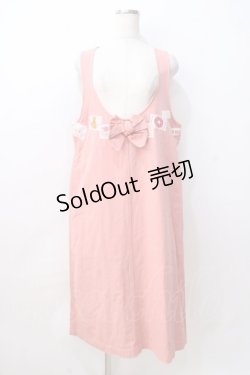 画像1: PINK HOUSE / ワッペンリボン付きジャンパースカート  ピンク Y-25-08-23-152-LO-OP-SZ-ZY