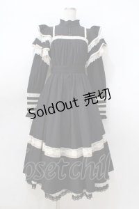 星箱works / リリアンヌ姉妹 ロング丈ワンピース  黒×白 Y-25-08-23-168-PU-OP-SZ-ZY
