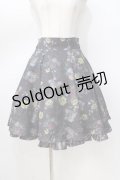 axes femme kawaii / クラシックブーケ柄スカート M 黒 Y-25-08-23-174-AX-SK-SZ-ZY