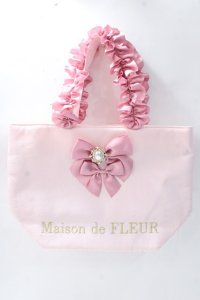 Maison de FLEUR / ロココフリルハンドルトートバッグ  ピンク Y-25-08-23-027-LO-BG-SZ-ZY