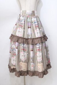 axes femme kawaii / ティティ×ベアファミリースカート  ブラウン Y-25-08-23-178-AX-SK-SZ-ZY
