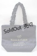 Maison de FLEUR / ブランドロゴフリルハンドルトートMバッグ  紺 Y-25-08-23-029-LO-BG-SZ-ZT-K019