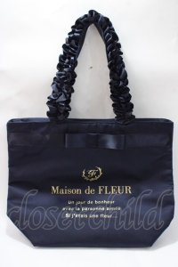 Maison de FLEUR / ブランドロゴフリルハンドルトートMバッグ  紺 Y-25-08-23-029-LO-BG-SZ-ZY
