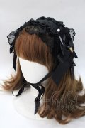 Angelic Pretty / レースハートチャームバラレースヘッドドレス  黒×黒 Y-25-08-23-039-AP-AC-SZ-ZY
