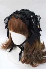 Angelic Pretty / レースハートチャームバラレースヘッドドレス  黒×黒 Y-25-08-23-039-AP-AC-SZ-ZY