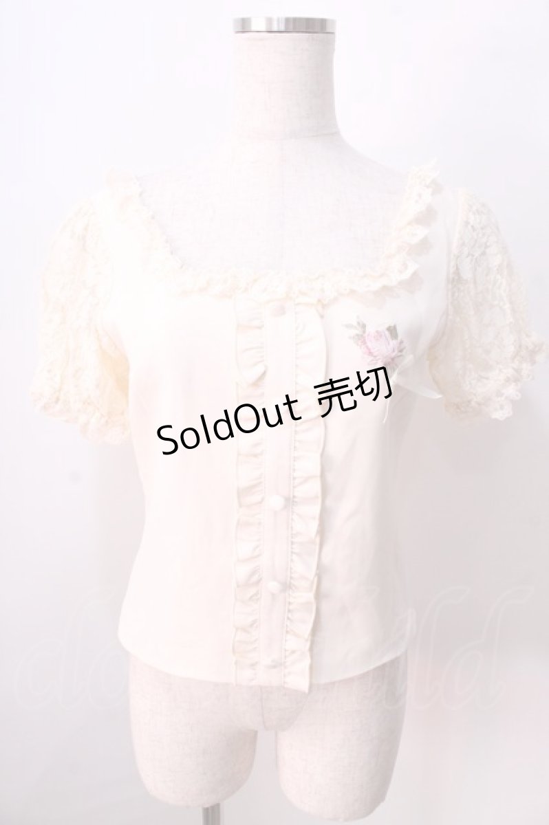 画像1: LIZ LISA / バラ刺繍スクエアブラウス 0 アイボリー Y-25-08-26-006-LO-BL-SZ-ZI (1)