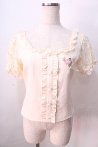 LIZ LISA / バラ刺繍スクエアブラウス 0 アイボリー Y-25-08-26-006-LO-BL-SZ-ZI