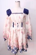 LIZ LISA / パネル花柄ワンピース 0 オフ白×紺 Y-25-08-26-046-LO-OP-SZ-ZY