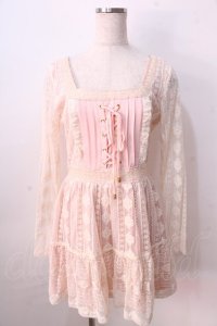 LIZ LISA / 編み上げレースワンピース 0 ピンク Y-25-08-26-052-LO-OP-SZ-ZT010
