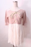 LIZ LISA / レース切替ニットワンピース 0 ピンク×白 Y-25-08-26-056-LO-OP-SZ-ZY