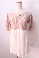 LIZ LISA / レース切替ニットワンピース 0 ピンク×白 Y-25-08-26-056-LO-OP-SZ-ZI