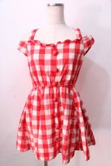 LIZ LISA / 肩リボンギンガムワンピース 0 アカ Y-25-08-26-060-LO-OP-SZ-ZI