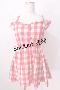 画像1: LIZ LISA / 肩リボンギンガムワンピース 0 アカ Y-25-08-26-060-LO-OP-SZ-ZI