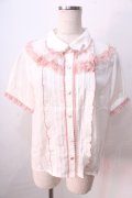 LIZ LISA / レースチュールケープブラウス 0 白×ピンク Y-25-08-26-012-LO-BL-SZ-ZY
