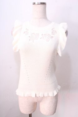 画像1: LIZ LISA / バラ透かしノースリーブニット 0 アイボリー Y-25-08-26-002-LO-TO-SZ-ZY