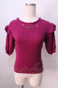 LIZ LISA / ビジュー付リブニットトップス 0 パープル Y-25-08-26-022-LO-TO-SZ-ZI