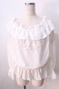 LIZ LISA / バラ刺繍オフショルブラウス 0 白 Y-25-08-26-027-LO-BL-SZ-ZY