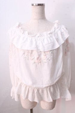 画像1: LIZ LISA / バラ刺繍オフショルブラウス 0 白 Y-25-08-26-027-LO-BL-SZ-ZY