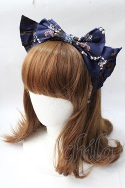 画像1: ALICE and the PIRATES / Kitten's Wonder Night Tea Party柄カチューシャ  紺 Y-25-08-30-068-PA-AC-SZ-ZY