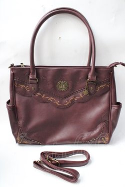 画像1: axes femme / 刺繍入りA4トートバック  ワイン Y-25-08-30-072-AX-BG-SZ-ZY