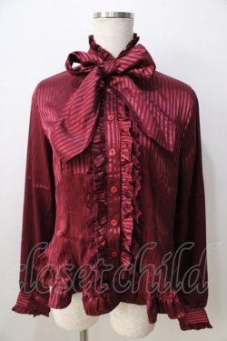 画像1: Angelic Pretty / 立ち襟Royalストライプブラウス  ワイン Y-25-08-30-085-AP-BL-SZ-ZY
