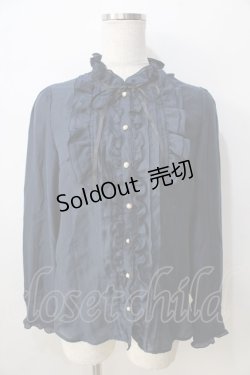 画像1: Ank Rouge / サテンドットブラウス M 紺 Y-25-08-30-088-CA-BL-SZ-ZY