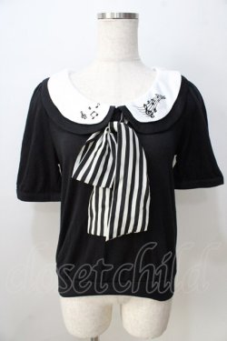 画像1: Ank Rouge / 音符ダブルカラーTシャツ M 黒 Y-25-08-30-095-CA-TO-SZ-ZY