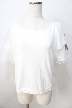 画像1: axes femme / チュール×刺繍フレア袖プルオーバー  白 Y-25-08-30-099-AX-TO-SZ-ZY