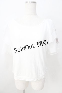 画像1: axes femme / チュール×刺繍フレア袖プルオーバー  白 Y-25-08-30-099-AX-TO-SZ-ZY