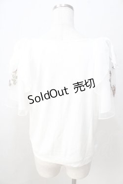 画像2: axes femme / チュール×刺繍フレア袖プルオーバー  白 Y-25-08-30-099-AX-TO-SZ-ZY