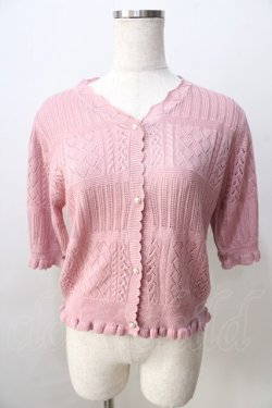 画像1: axes femme POETIQUE / 透かし編みショートニットカーディガン  ピンク Y-25-08-30-102-AX-TO-SZ-ZY
