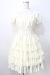 Pina sweetcollection / シフォンフリルワンピース  生成り Y-25-08-30-117-LO-OP-SZ-ZT326