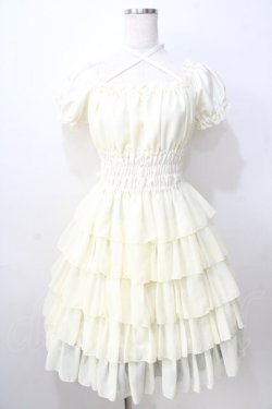 画像1: Pina sweetcollection / シフォンフリルワンピース  生成り Y-25-08-30-117-LO-OP-SZ-ZY