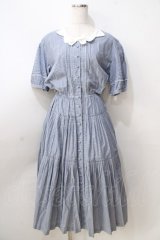 KANEKO ISAO / ギンガムワンピース  ブルー Y-25-08-30-120-EL-OP-SZ-ZY