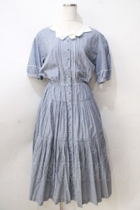 KANEKO ISAO / ギンガムワンピース  ブルー Y-25-08-30-120-EL-OP-SZ-ZY