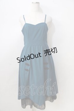 画像1: axes femme / チャイナボタンバイカラーワンピース  グリーン Y-25-08-30-126-AX-OP-SZ-ZY