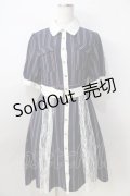 axes femme / マルチストライプ半袖ワンピ  紺 Y-25-08-30-129-AX-OP-SZ-ZI