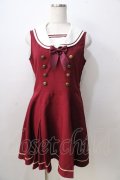 Innocent World / 衿刺繍ボックスプリーツジャンパースカート  ワイン Y-25-08-30-134-IW-OP-SZ-ZY