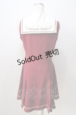 画像2: Innocent World / 衿刺繍ボックスプリーツジャンパースカート  ワイン Y-25-08-30-134-IW-OP-SZ-ZY