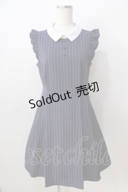 画像1: Ank Rouge / ストライプノースリーブワンピース M 紺 Y-25-08-30-137-CA-OP-SZ-ZY