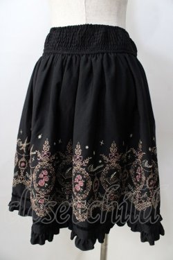画像2: axes femme / サイドレースアップ裾刺繍スカート  黒 Y-25-08-30-148-AX-SK-SZ-ZY