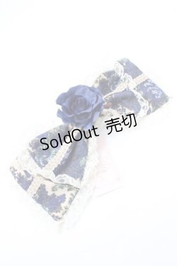 画像1: metamorphose / ゴブランブーケリボンバレッタ  青 Y-25-08-30-019-ME-AC-SZ-ZY