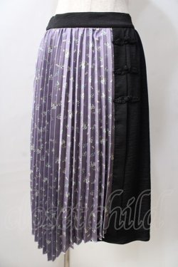 画像1: axes femme POETIQUE / チャイナボタンバイカラースカート  黒 Y-25-08-30-150-AX-SK-SZ-ZY