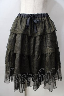 画像1: metamorphose / ラメチュールフリルスカート  黒 Y-25-08-30-164-ME-SK-SZ-ZY