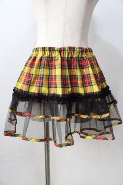 画像1: Heart E / タータンチェックのインナースカート M イエロー Y-25-08-30-175-LO-SK-SZ-ZY