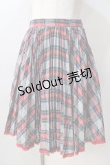 MILK / アコーディオンプリーツチェックスカート  グレー Y-25-08-30-176-ML-SK-SZ-ZY