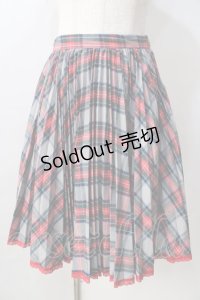 MILK / アコーディオンプリーツチェックスカート  グレー Y-25-08-30-176-ML-SK-SZ-ZY