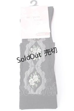 画像1: m petit by misako / ECAMOVKバラレースソックス 23-25 中黒 Y-25-08-30-031-LO-ZA-SZ-ZY