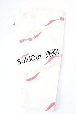画像1: metamorphose / ロゴリボンオーバーニー  オフ白×赤 Y-25-08-30-048-ME-ZA-SZ-ZY